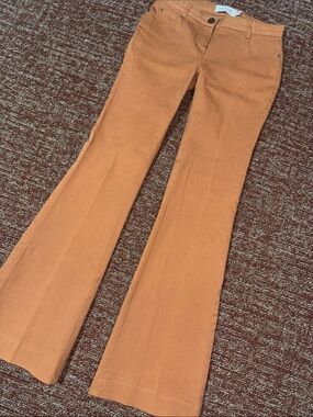 Random rust colored flare leg jeans European high quality denim classic preppy 2